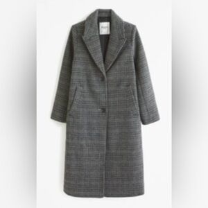 Abercrombie & Fitch Charcoal Checkered Trench Coat